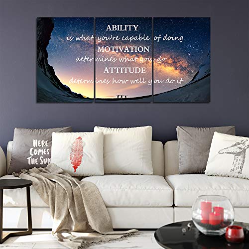 Yetaryy Large Canvas Quotes Wall Art Ability Motivation Attitude Inspirational Saying Posters and Prints 3 Piece Home Decor Entrepreneur Office Words Quote Decoration Ready to Hang - 72" W x 36" H - color: Art-08, size: 72"W x 36"H