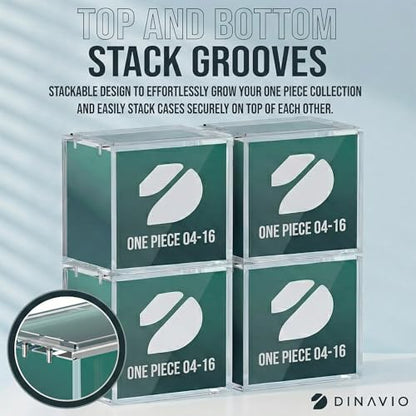 Dinavio Crafthouse One Piece Booster Box Acrylic Display Case Stackable - UV Protection with N52 Strong Magnets - Clear TCG Protector - Compatible with English One Piece OP-04 to OP-16 Booster Box - size: Fits English OP-04 to OP-14