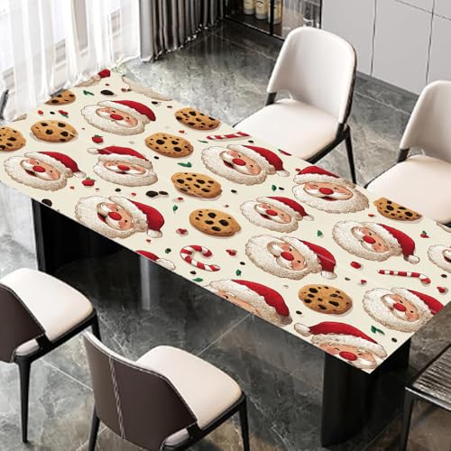 Cute Santa Cookie Desktop Sticker 39.37x23.62In, Funny Santa Face Pattern Desk Decal, Easy Clean Table Surface Sticker, Fun Holiday Home Decor - color: Colorful207