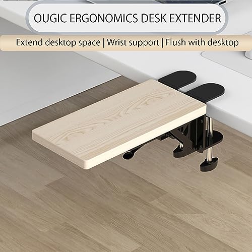 OUGIC Ergonomic Desk Extension Tray, 30 x 15 cm, Clamp Without Perforation, Foldable Keyboard Drawer Tray, Wrist Rest, Computer Stand - color: Maple, size: 15cm*30cm