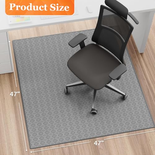 KMAT Office Chair Mat, 47x47in Heavy Duty Hardwood/Tile Floor Protector, Floor Mat Computer Desk Mat for Rolling Chairs, Work, Study, Office, Grey - color: Grey, size: 47"x47"
