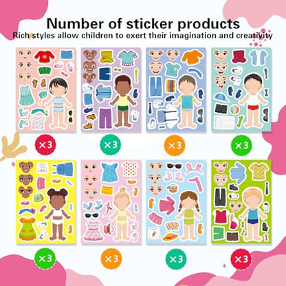 24 Sheets Make a Face and Dress Up Stickers for Girls Boys, Make Your Own Stickers for Kids Toddlers, Preschool Children Crafts Party Favor, Rewards, Art Craft, Birthday Gift - style: Make a Face and Dress Up