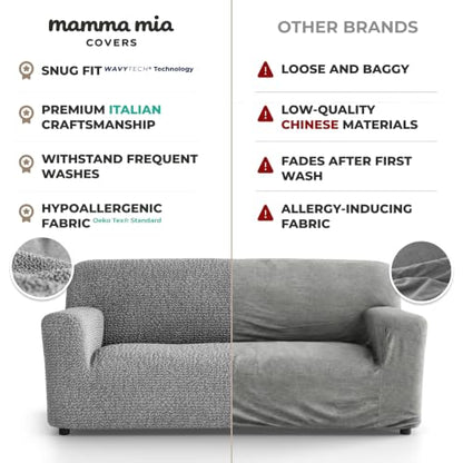 Premium Stretch Couch Covers for Sofa - Sofa Chair Cover Washable, Dogs & Pets Friendly - Elastic Polyester Loveseat Slipcovers - Non-Slip Love Seat Couch Covers - Ash (64"-85" Wide) - color: Ash, size: 64"-85" Wide