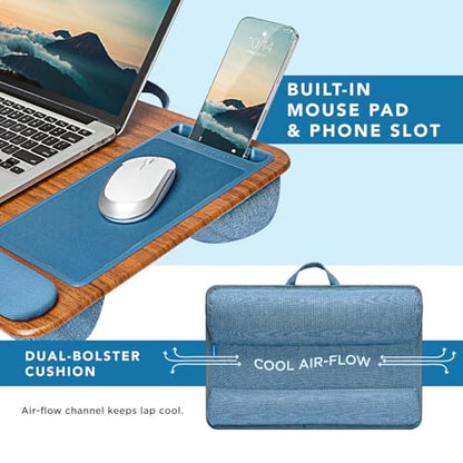 LAPGEAR Home Office Pro Lap Desk with Wrist Rest, Mouse Pad, and Phone Holder - Espresso Blue - Fits up to 15.6 Inch Laptops - Style No. 91622 - color: Espresso Blue, size: Home Office Pro W/Wrist Rest