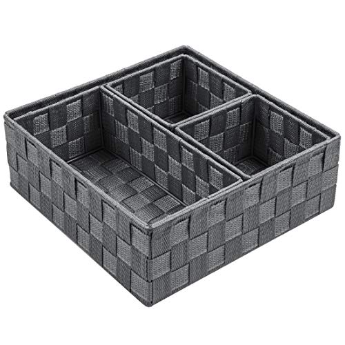Posprica Woven Storage Baskets for Organizing, Small Baskets Cube Bin Container Tote Organizer Divider for Drawer, Closet, Shelf, Dresser, Set of 4(Dark Grey) - color: Grey