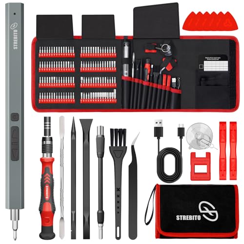 STREBITO Electric Screwdriver, 144-in-1 Precision Screwdriver Set, 120 Magnetic Bits, Organized Storage and Portability, Small Tool Kit for Electronics, PC, Computer and Laptop - color: Red
