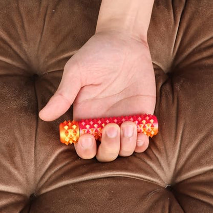 Little Ouchies Pain Stim Fidget Toy, 3D Printed Pocket Spiky Keychain with Clicker Button Spinner Sensory Toys for Anxiety Focus & Stress Reduction Novelty Gifts(Silk Purple+Red) - color: Silk Purple+red