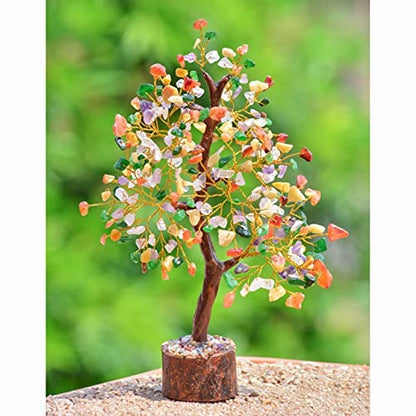 FASHIONZAADI Premium Crystal Tree of Life – 7 Chakra Tree for Healing, Positive Energy, Luck & Manifestation – – Ethically Handcrafted Gifts for Women, Spiritual Gifts for mom - color: Mix Crystals Golden Wire
