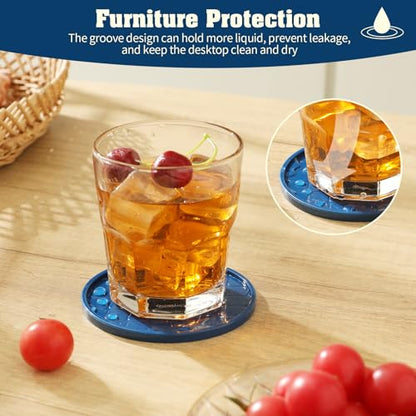 Coasters,Drink Coasters Set of 8 with Holder (Navy Blue, 12pcs) - color: Navy Blue, size: 12 pcs