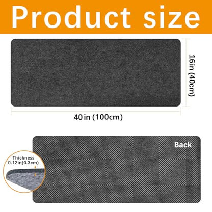 2 PCS Large Felt Desk mat, 40''x16'' with Non-Slip Full Desk Mouse Pad,Office Computer Desk for Keyboard Mat,Felt Desk Mat for Desk Pad Protector（100x40cm） - color: 2 Pcs Dark Gray