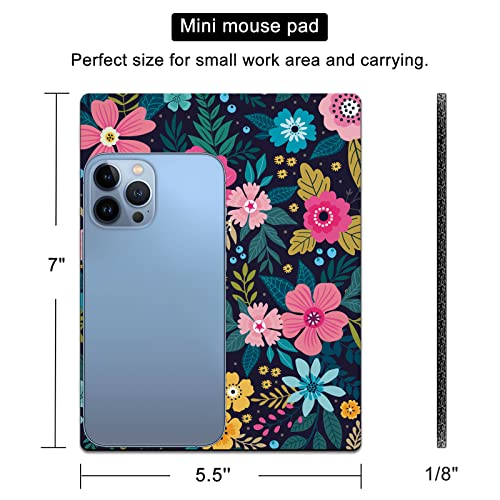 Small Mouse Pad Cute, Mini Mouse Pads for Wireless Mouse and Laptop, Travel Mousepad with Designs - Colored Floral/Flowers, Portable Mouse Mat Waterproof - 5.5 x 7 in - color: Colorful flowers, size: 7L x 5.5W inches