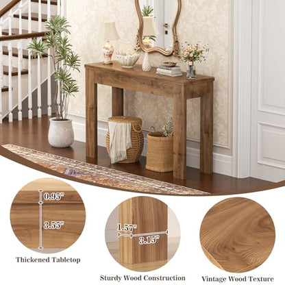 Armocity Console Table, Small Farmhouse Wood Entryway Table, Sofa Tables Narrow Long Behind Couch, Entry Table for Entrance, Hallway, Living Room, 32", Brown Oak - color: Brown Oak, size: 32"