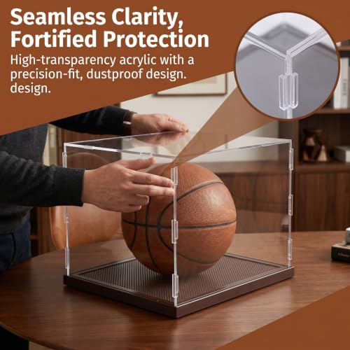 Clear Acrylic Display Box for Collectibles Action Figures Dollhouse 3-D Puzzle Basketball Mini-Helmet Model Cars Planes, with Dimmable LED Light Showcase - size: 11.22"x11.22"x11.22"