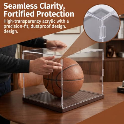 Clear Acrylic Display Box for Collectibles Action Figures Dollhouse 3-D Puzzle Basketball Mini-Helmet Model Cars Planes, with Dimmable LED Light Showcase - size: 11.22"x11.22"x11.22"