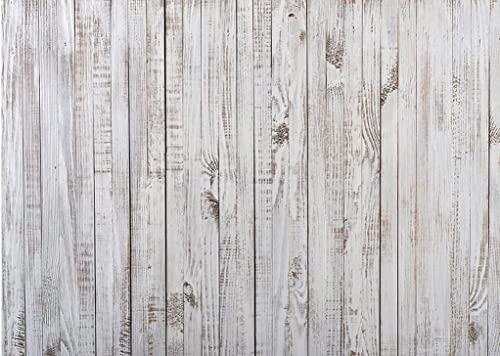 CHAIYA 7X5FT Vintage Wood Backdrop Retro Rustic White Gray Wooden Floor Backdrops for Photography Kids Adult Photo Booth Video Shoot Studio Prop - size: 7′x5′
