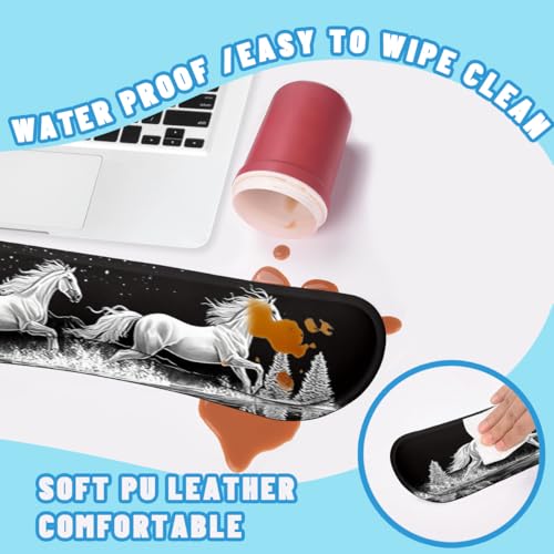 Wild Horses Desk Mat Set Black White Moon Mountain Mouse Pad with Wrist Rest 4in1 Desk Mat for Desktop Ergonomic Computer Desk Arm Wrist Anti-Slip Computer Ergonomic Mouse Pad Home Office Gaming - color: Wild Horses