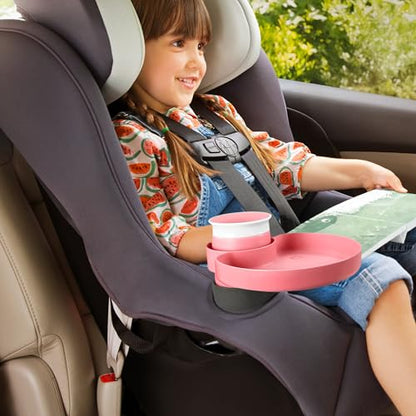Munchkin Carseat Tray with Miracle 360 Sippy Cup for Toddlers 1-3 - Travel & Road Trip Accessory for Kids, Mess-Free Snacking and Spill Proof Drinking in The Car, Pink - color: Pink