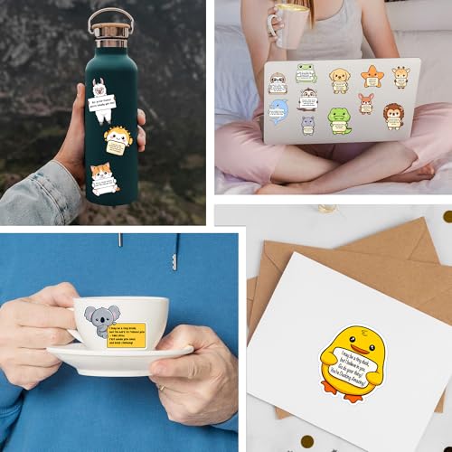 100PCS Emotional Support Animal Stickers by Puraesla– Affirmation Sticker Pack for Adults or Kids Cute Inspirational Buddies for Water Bottles, Laptops, Phones, Positive Quote Vinyl - size: M - 100PCS