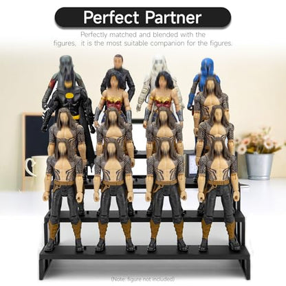 6 inch Acrylic Riser Display Shelf,Clear Action Figures Stands With PEG,4 Tier Toy Collectibles Organizer Compatible with 1/12 Scale Action Figure Toy (Only Fit For 6 inch SW Black Series Figure Toy-Black) - color: Only Fit For 6 inch SW Black Series Figu