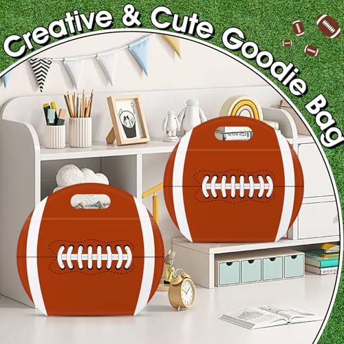 AKAIXI 24pcs 3.5Mil Thickened Football Snack Bags Reusable Sealed Bags | with Handle Stand-up Football Goodie Bags for Team Practice/Game Day Party Supplies, Gifts for Football Lovers Players Coache - color: Football