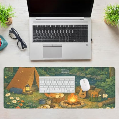 Cute Cat Gaming Mouse Pad Cozy Camping XL Mouse Pad Large Mousepad Extended Laptop Keyboard Mat Gaming Desk Pad Mouse Mat Office Computer Keyboard Laptop 31.5"x11.8" - color: Cute Cat, size: 31.5L x 11.8W inches