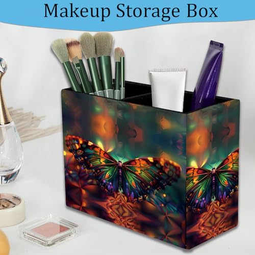 Pen Holder and Anti-Slip Mouse Pad Combination, Makeup Brush Storage Box, Tableware Storage Box, Suitable for Office and Home - Psychedelic Butterfly - color: Psychedelic Butterfly