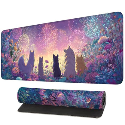 Mouse Pad, Large Anti-Slip with Stitched Edges Desk Mat Desktop Laptop Computer Desk Keyboard Mat,Table Protector Blotter Mat (Dog, 31.5" x 11.8")