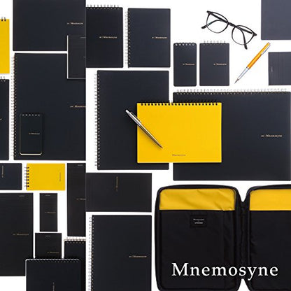Maruman Mnemosyne Grid Notebook- Horizontal A4 Layout, 8.27" x 11.69", 70 Sheets / 140 Pages, 5mm Graph Paper Journal, Perforated Pages & Wire-Bound to Lay Flat, Black, Made in Japan - size: A4 (8.27" x 11.69")
