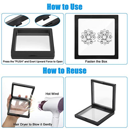Linkstyle 10PCS Challenge Coins Display Stand Holder, 3D Floating Frame Transparent PE Floating Display Case, Jewelry Storage Box Suspension Frame for Medal, Medallion, Stamps - size: 4.3x4.3in, 5.5x5.5in