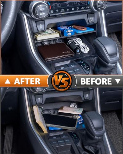 Console Organizer for Phones with Cases Compatible with 2019-2025 Toyota RAV4 & RAV 4 Prime Accessories, Center Console Tray Divider Without Upper Partition Enough Space for Storage Items ABS Material