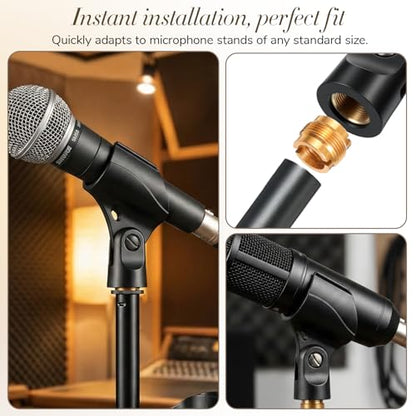 2 Pcs Universal Microphone Clip Holder, 5/8" Male to 3/8" Female Screw Adapter Adjustable Mic Clip Holder for Handheld Microphones and Recording Condenser