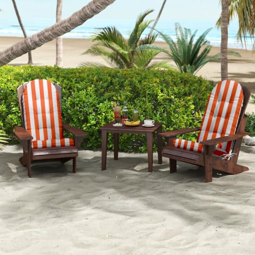 Outdoor Adirondack Chair Cushions Set of 2, 44x19x4 Inch Rocking Chair Cushion, High Back Patio Soft Seat Pad with Ties, Indoor Outside Use, Orange Stripes - color: Orange Stripes, size: 44x19x4 Inch