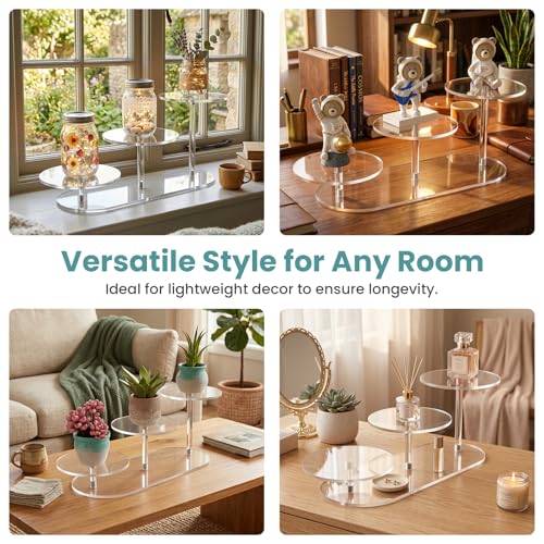NiHome Display Stand for LEGO Botanical Collection Sets, Clear Acrylic 3-Tier Stepped Riser for Collectibles Figures Tabletop Plants Perfume Cupcakes, Room Decor, Tool-Free Quick Assembly, 1 Pack