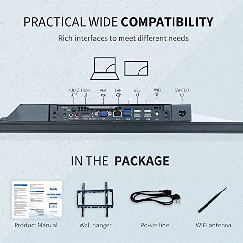 55 inch Interactive Touchscreen Monitor, Smart Board with 4K Display, Win-11 Electronic Whiteboard Touch Screen PC for Office and Classroom, Core i7 RAM 8G & ROM 512G - style: Win 11-i7-512G