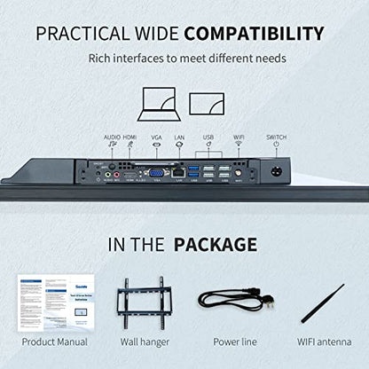 55 inch Interactive Touchscreen Monitor, Smart Board with 4K Display, Win-11 Electronic Whiteboard Touch Screen PC for Office and Classroom, Core i7 RAM 8G & ROM 512G - style: Win 11-i7-512G