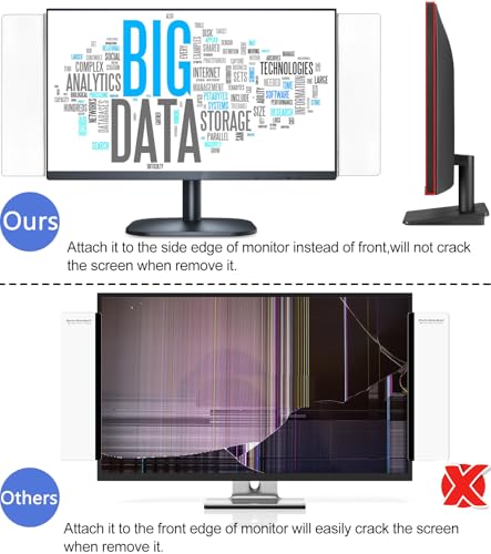2 Pcs Large Computer Monitor Memo Board for No Edge Monitors,13.6 X 3.6 Inch Monitor Sticky Note Holder Computer Monitor Message Board for Frameless Monitors - color: 2 Pieces 13.6"