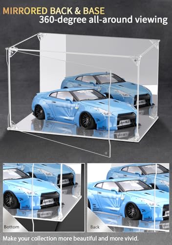 Clear Acrylic Display Case with Mirrored Back and Base, UV Protected Acrylic Box with Magnetic Door, Dustproof Display Box Showcase for Collectibles, Figures, Models, Toys (12x8x8inch) - size: 12x8x8 inch