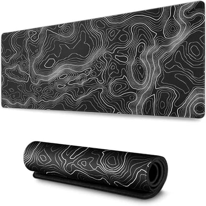 AQQA Large Mouse Pad Mat (35x17 in) Extended XXXL Gaming Mouse Pad with Non-Slip Rubber Base,Background Topographic Map Lines Contour Geographic for Gaming Office Laptop Computer Men Women - color: Black, size: 17L x 35W inches