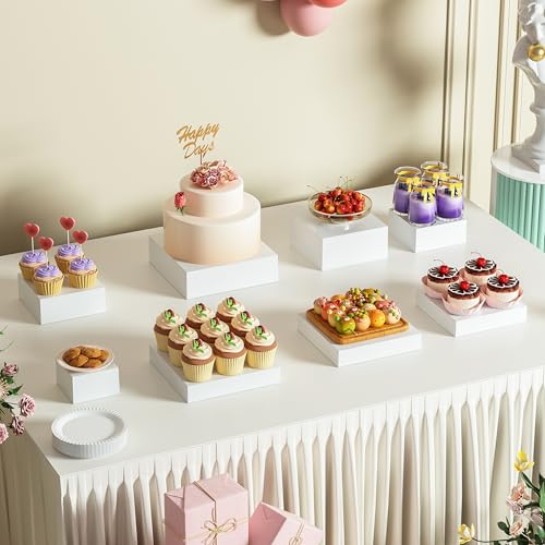 8 Pcs White Acrylic Boxes for Display as Buffet Risers and Stands, Food Risers for Party, Table, Stands, including 12", 11", 10.5", 9.5", 8.5", 7.5", 6.8", 5" (Extra Large, 8Pcs, White) - size: Extra Large, 8Pcs, White