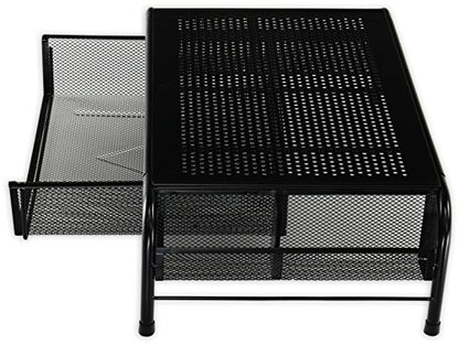 Simple Houseware Metal Desk Monitor Stand Riser with Organizer Drawer, Black, 2 Packs