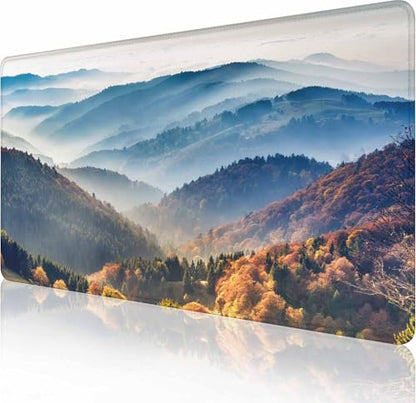 Large Extended Gaming Mouse Pad with Stitched Edges, Non-Slip Rubber Base Mouse Pad for Office, Computer, Keyboard, Laptop and Home Desk Pad 31.5 x 15.7 x 0.12 Inch Scenic Mountain Landscape - color: Scenic Mountain Landscape, size: 31.5L x 15.7W inches