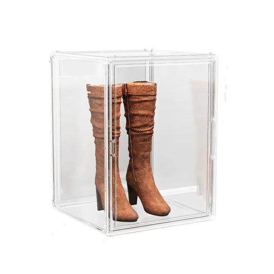 BOHOIDEE 2X-Large 15.7"X11.8"X9.8" Acrylic Display Case, Clear Organizer Box Plastic Holder with Magnetic Door for Handbags, Purses, Boots, Figures, Book - size: 2X-Large
