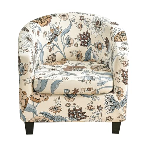 KRFOONN Club Chair Slipcover 2 Piece Stretch Printed Round Barrel Chair Covers Removable Tub Chair Slipcover with Elastic Bottom Chair Coverings Furniture Protector Cover for Living Room, A11 - color: Color A11