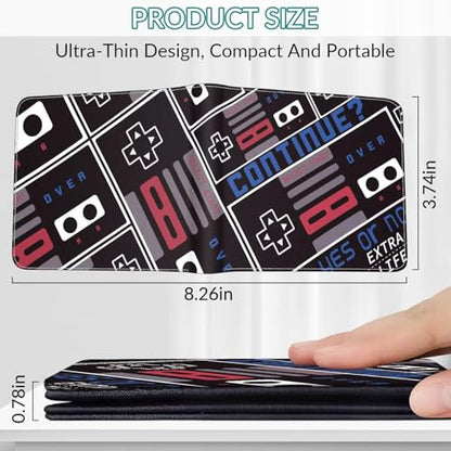 EXXBYELI Boys Wallet Gamepad Leather Wallets Credit Id Card Cash Holder Black Rfid Blocking Zipper Cute Cool Funny Aesthetic Wallets With Coin Pocket Id Window Teen Wallets for Boys Teenager Wallet - color: game-black
