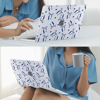 Mektron Case for 2026 MacBook Neo 13-inch A18 Pro chip A3404 Laptop Cover with 13-inch (Diagonal) Liquid Retina Display+ Keyboard Cover+ Screen Protector, Bowknots Blue Striped - color: Bowknots Blue Striped