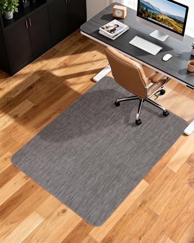 Soimeat Office Chair Mat for Hardwood Floor, 44.9" x 53.1" Non-Slip Desk Computer Chair Mat, PVC Floor Mat for Rolling Chair, Heavy Duty Wood/Tile Floor Protector Desk Rug for Home, Dark Grey - color: Dark Grey, size: 45" x 53"