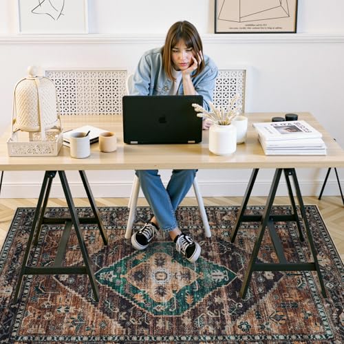 Anidaroel 5x7 Home Office Chair Mat for Hardwood Floor, Ant-Slip Computer Chair Mats for Rolling Chair, Office Floor Mat, Non Curling Chair Mats, Dull Brown - color: Dull Brown, size: 5'x7'