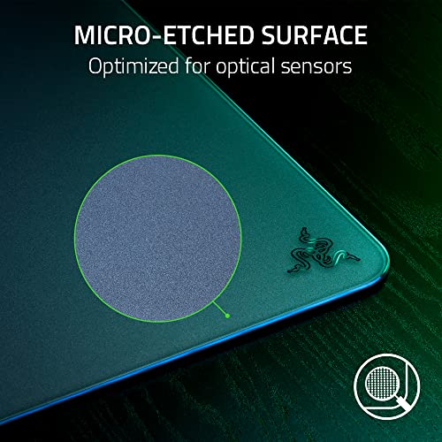 Razer Atlas Tempered Glass Gaming Mouse Mat: Ultra-Smooth Micro-Etched Surface - Dirt and Scratch-Resistant - Anti-Slip Base - Quiet Mouse Movements - Black - color: Black