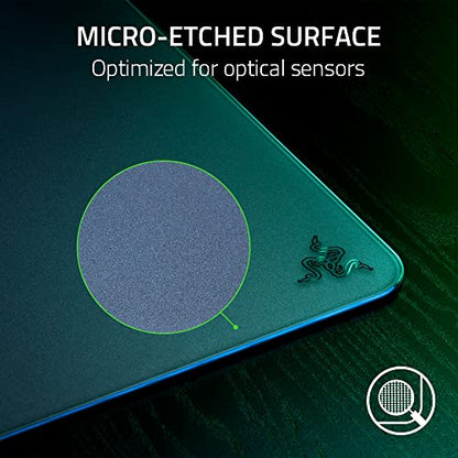 Razer Atlas Tempered Glass Gaming Mouse Mat: Ultra-Smooth Micro-Etched Surface - Dirt and Scratch-Resistant - Anti-Slip Base - Quiet Mouse Movements - Black - color: Black