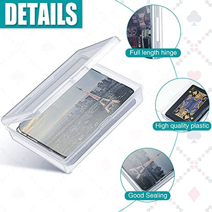 Queekay 10 Pcs Playing Card Cases Plastic Trading Card Deck Holders Clear Empty Storage Box Organizers for Gaming, 3.8 x 2.7 x 0.8 Inch